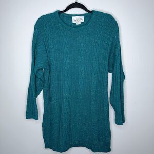 Diane Von Furstenburg Women’s Vintage Cable Knit Tunic Sweater Green Size S/M